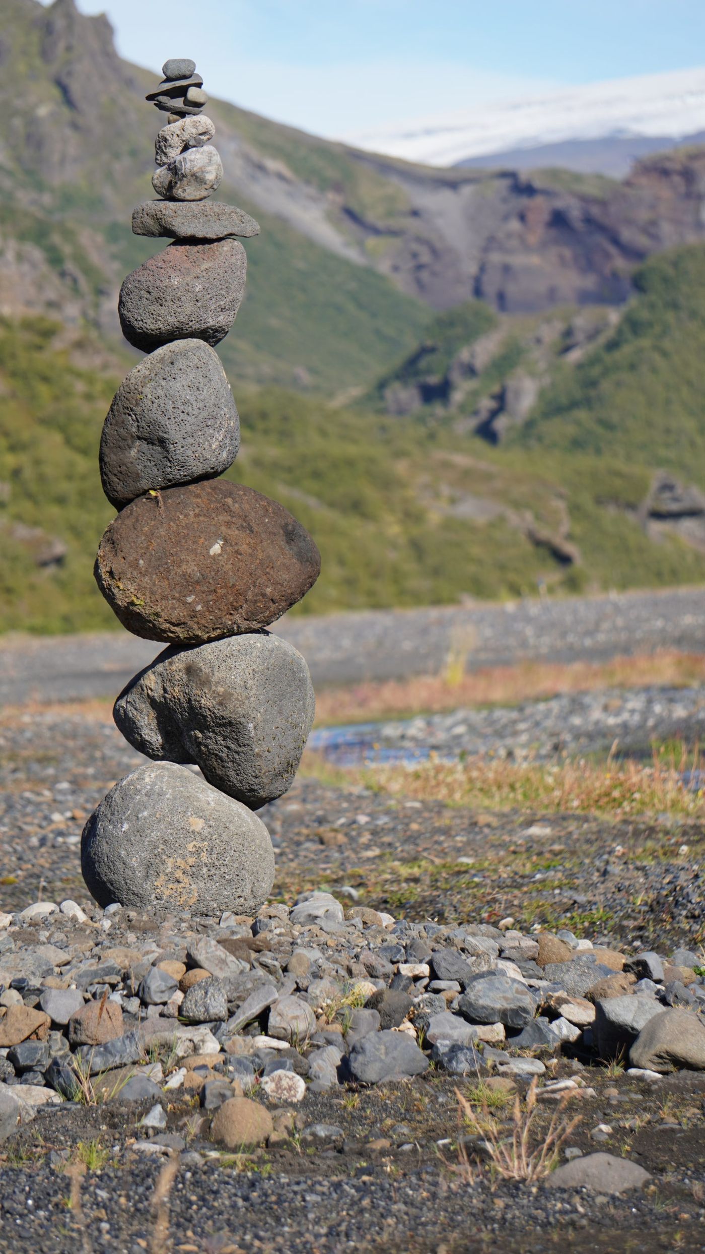A weathered cairn in the field